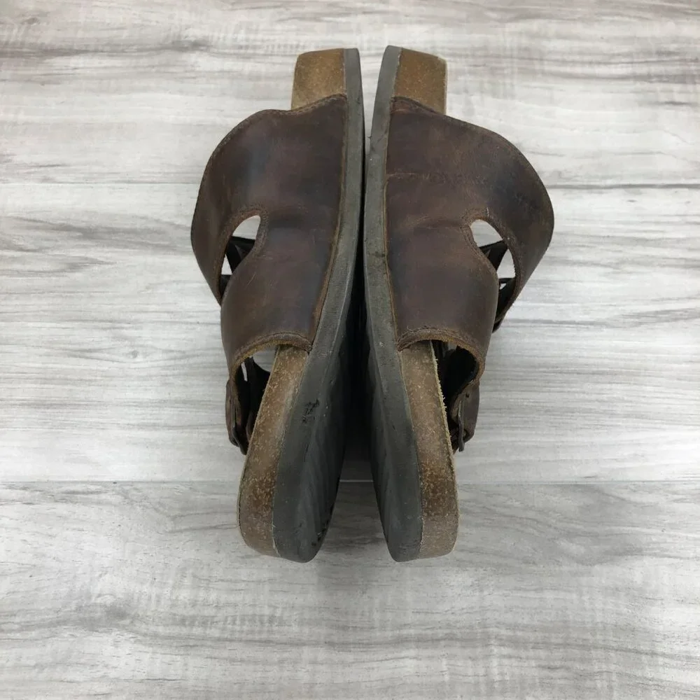 Skechers Sandals Men's 10 Brown Leather Kravon Slide Slip On shoes